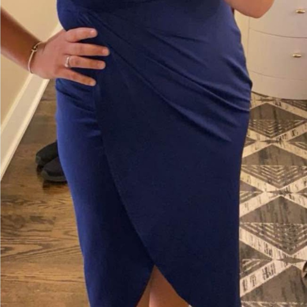 Elegant Blue Wrap Dress